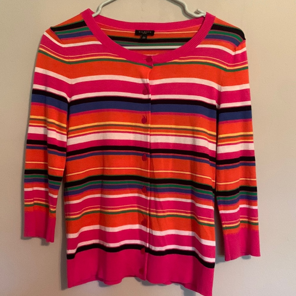 striped talbots 3/4 sleeve button up 💓